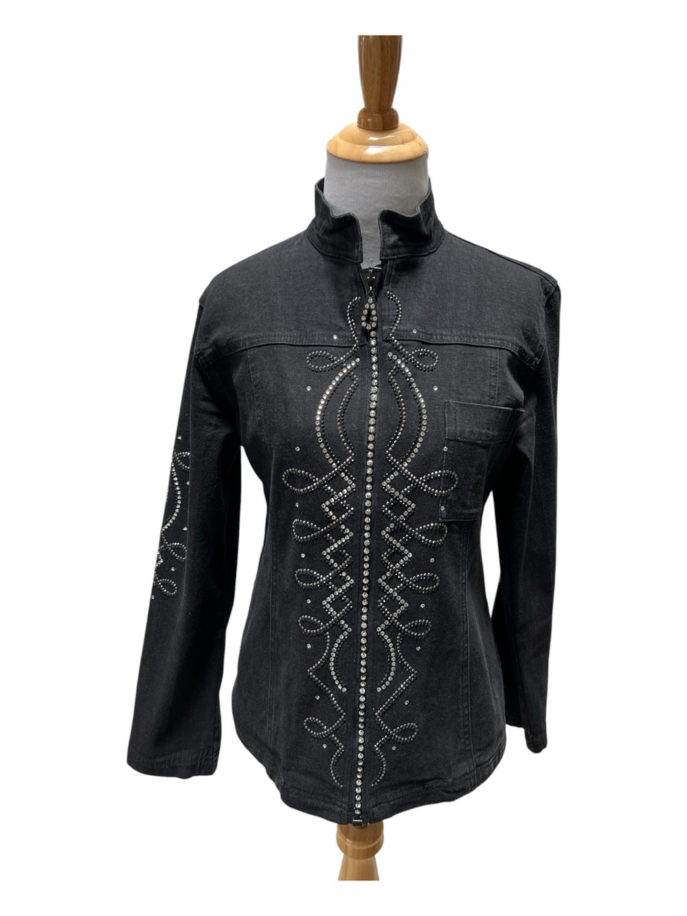 Western Glam Y2K Christine Alaxander Black Denim Rhinestone Nashville Jacket